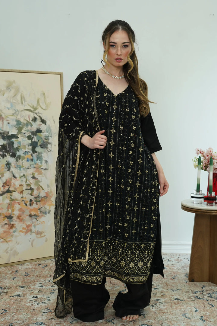 Midnight Dori Embroidered Salwar Kameez - MyEthnikRentals