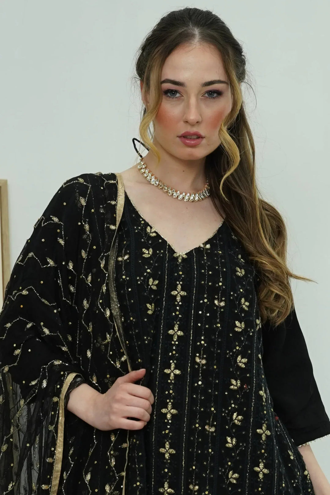 Midnight Dori Embroidered Salwar Kameez - MyEthnikRentals