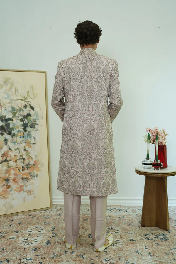 Rose Gold Paisley Embroidered Sherwani Set (Outside Ontario) - MyEthnikRentals