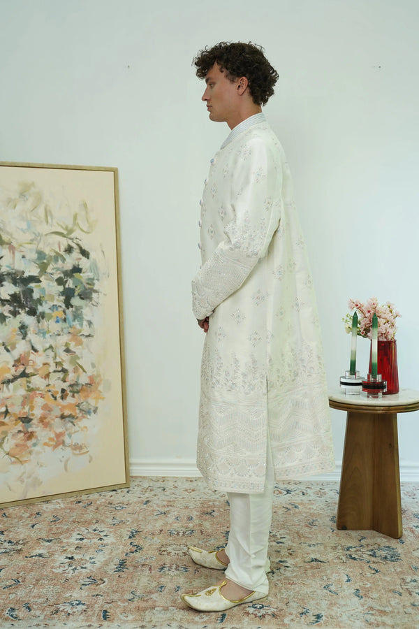 Regal floral Embroidered Sherwani Set - MyEthnikRentals