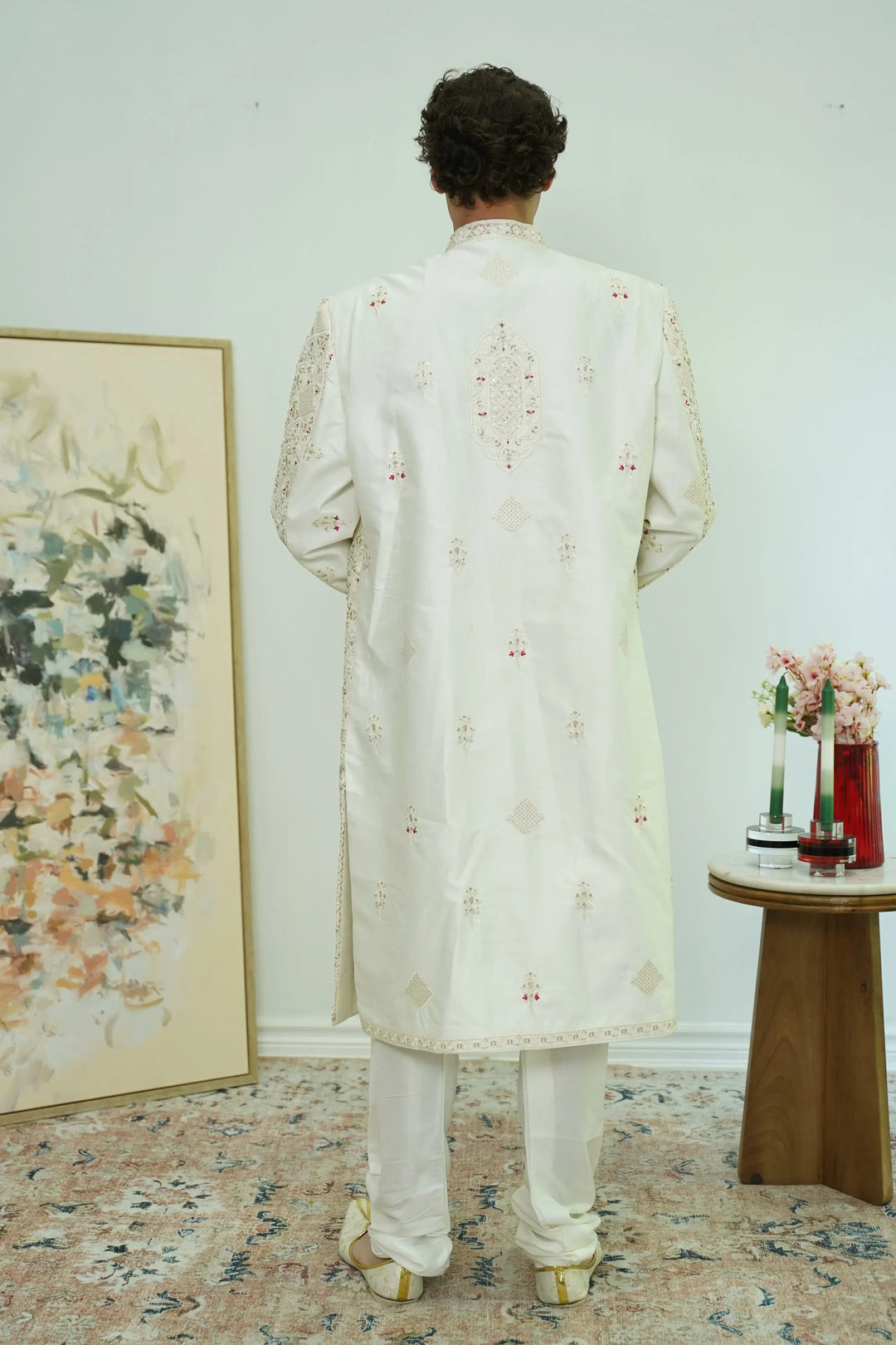 Layered heavy embroidered Sherwani Set - MyEthnikRentals