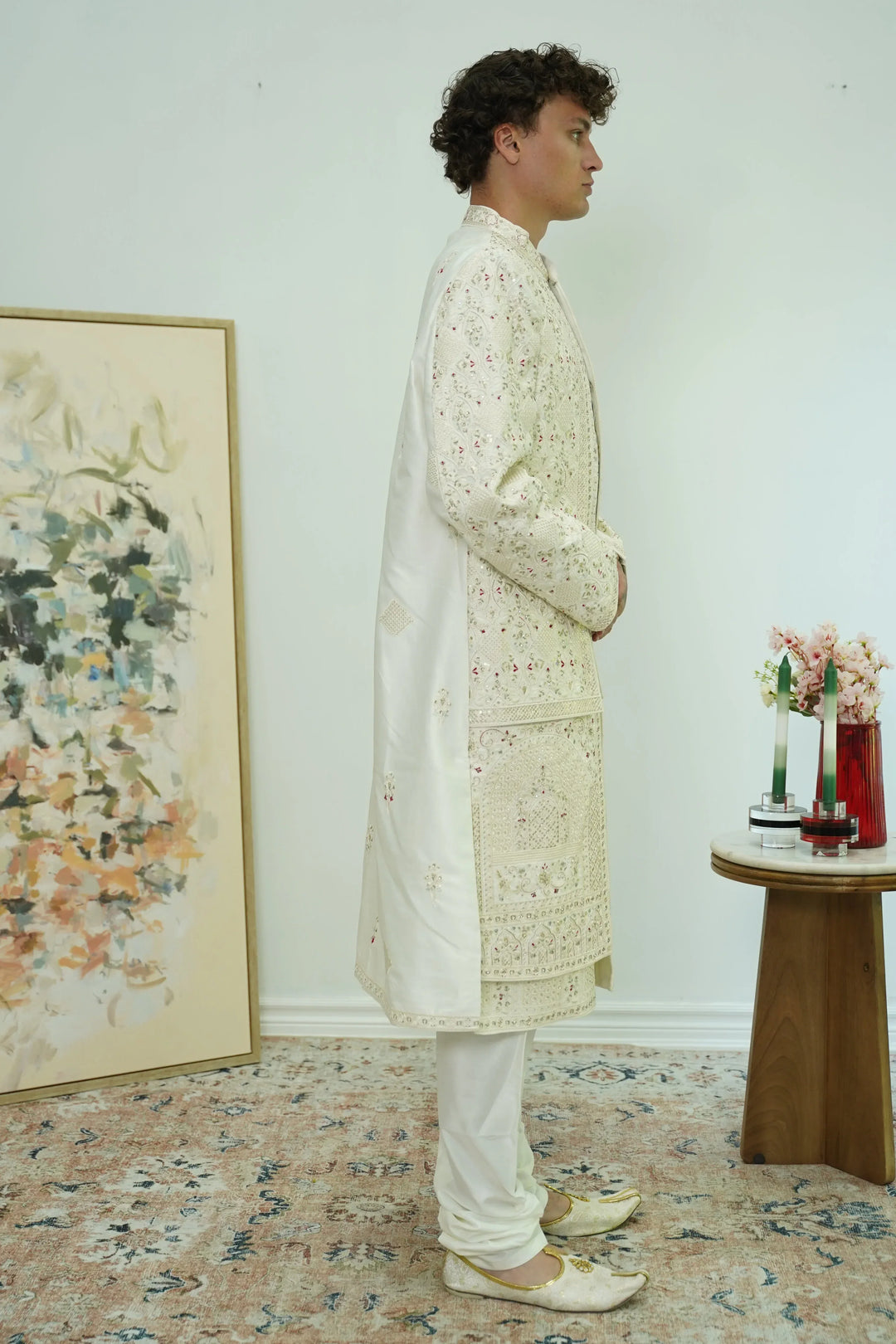 Layered heavy embroidered Sherwani Set - MyEthnikRentals