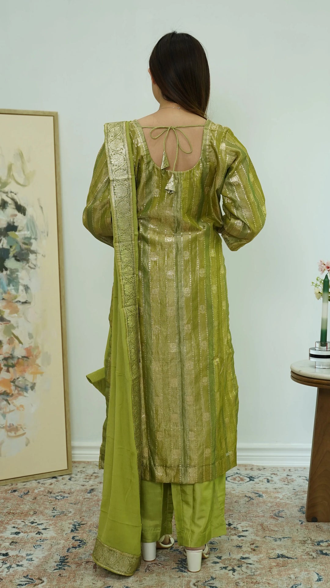 Olive Gleam Banarasi Salwar Kameez - MyEthnikRentals