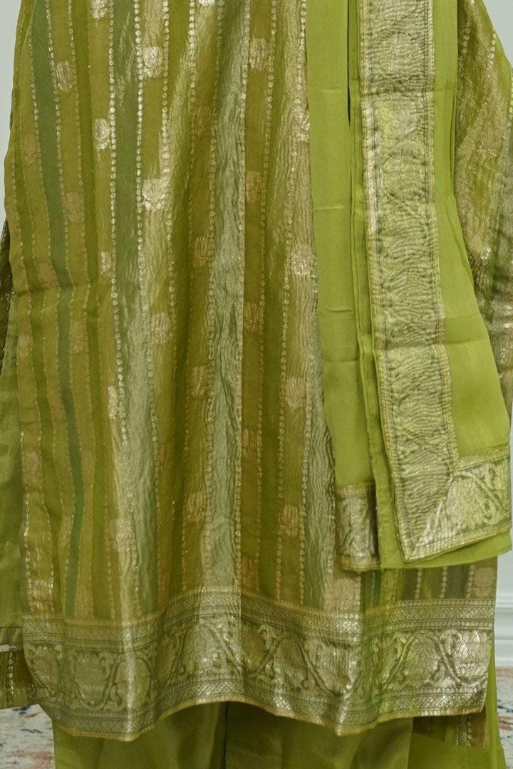 Olive Gleam Banarasi Salwar Kameez (Outside Ontario) - MyEthnikRentals