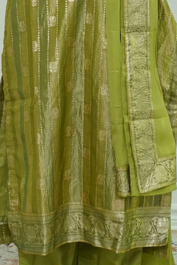 Olive Gleam Banarasi Salwar Kameez - MyEthnikRentals