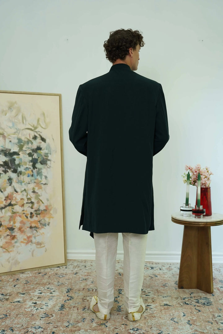 Forest Green Indo-Western Sherwani Set (Outside Ontario) - MyEthnikRentals