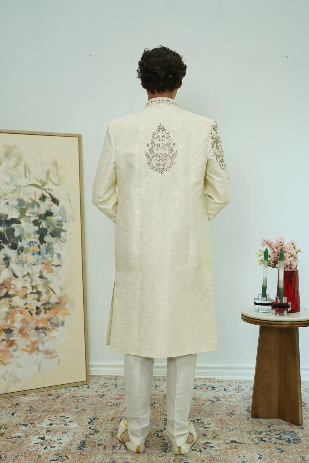 Floral Embroidered Sherwani Set - MyEthnikRentals