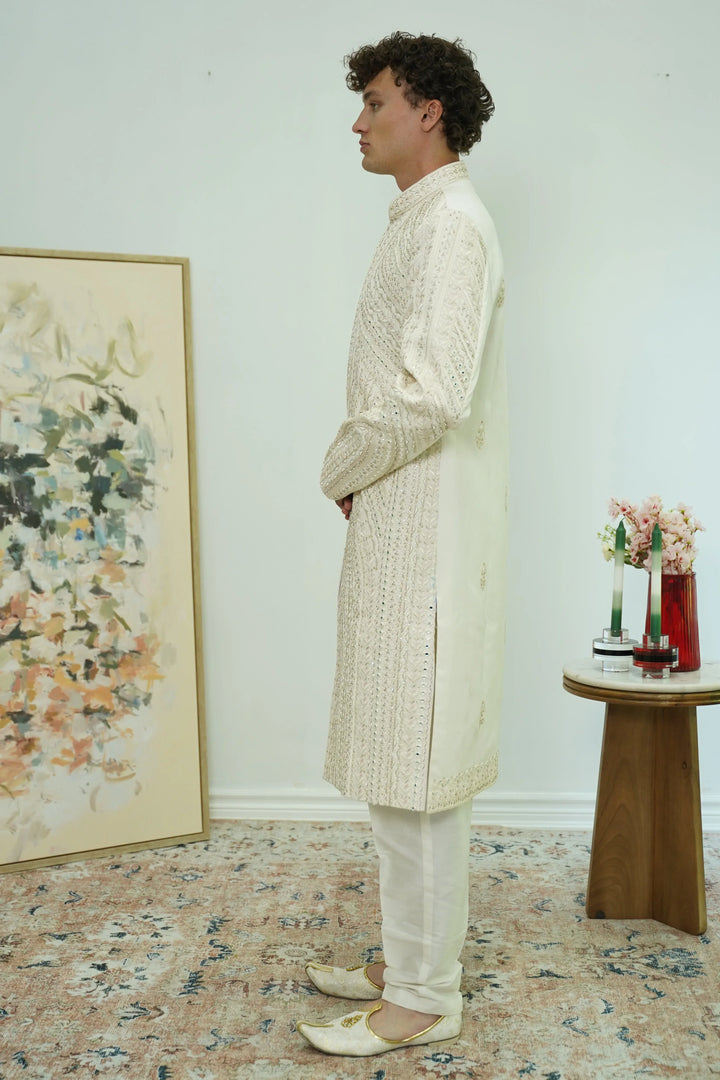 Wave Mirrorwork Sherwani Set - MyEthnikRentals