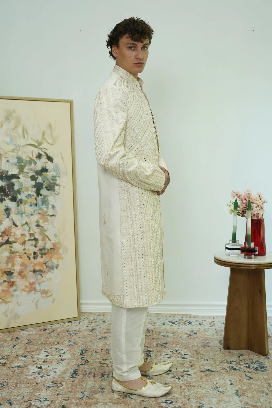 Wave Mirrorwork Sherwani Set - MyEthnikRentals