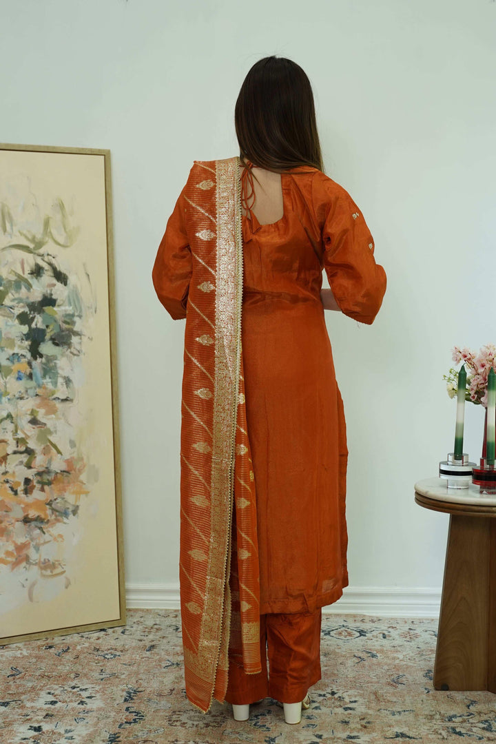 Rust Harmony Embroidered Salwar Kameez (Outside Ontario) - MyEthnikRentals