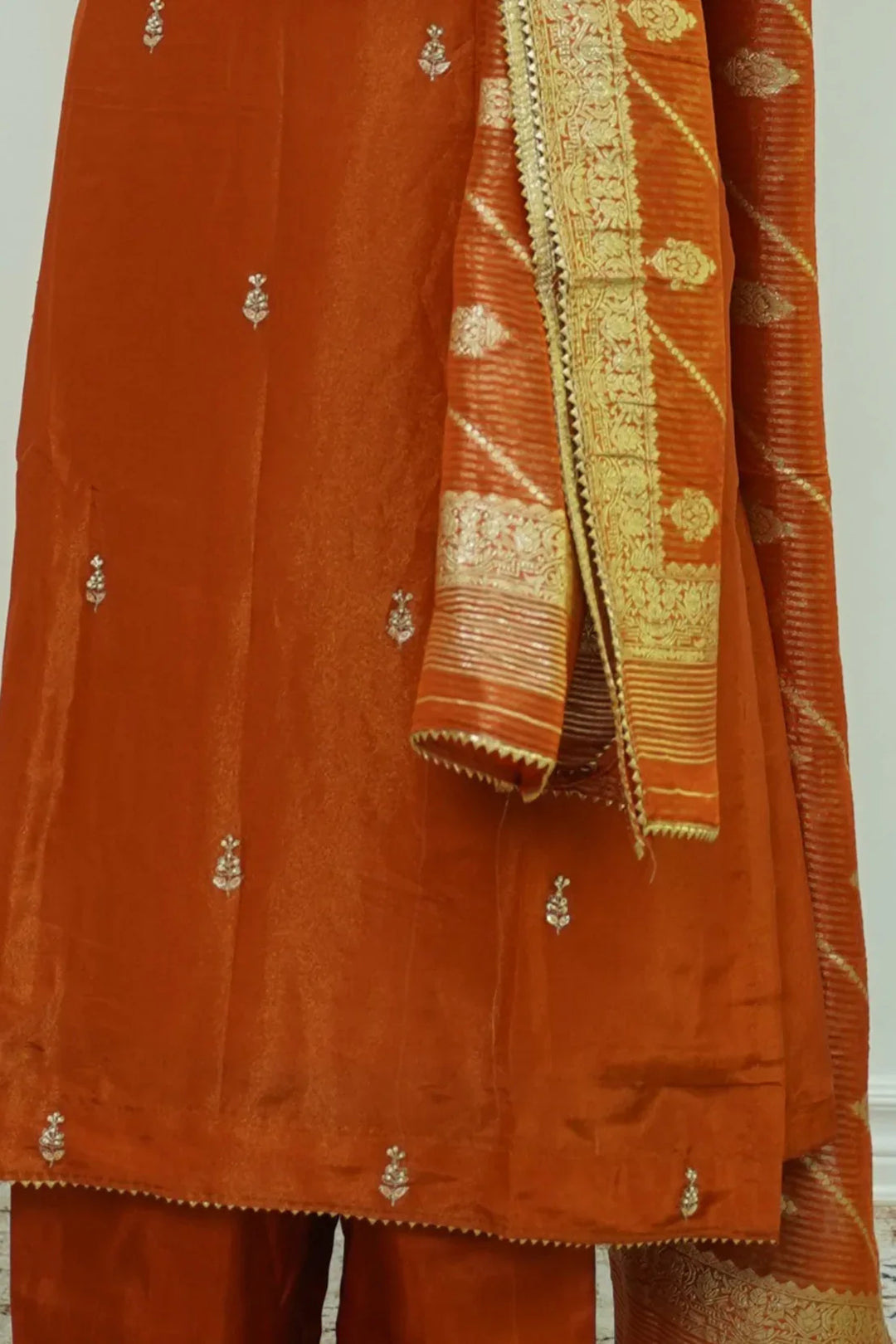 Rust Harmony Embroidered Salwar Kameez - MyEthnikRentals