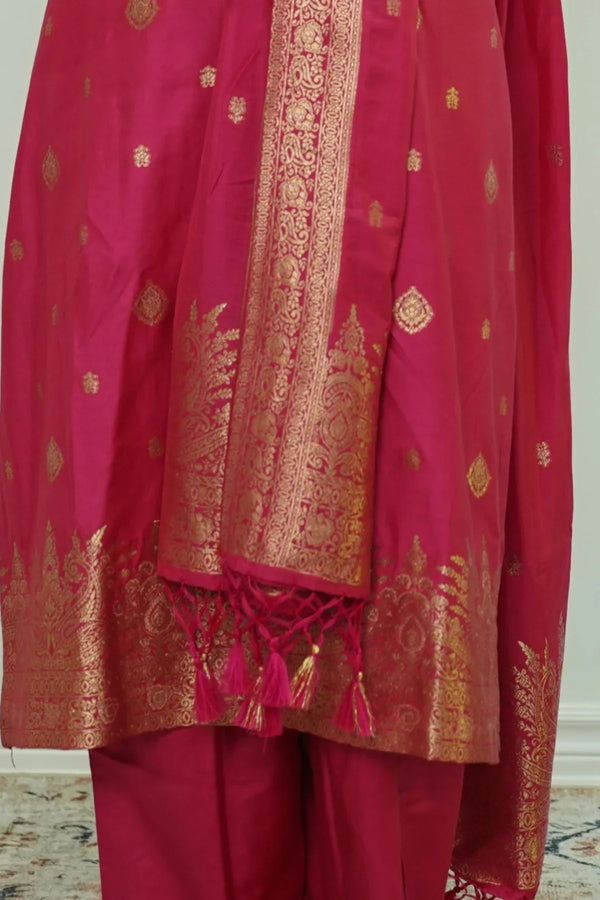 Fuchsia Radiance Brocade Salwar Kameez - MyEthnikRentals