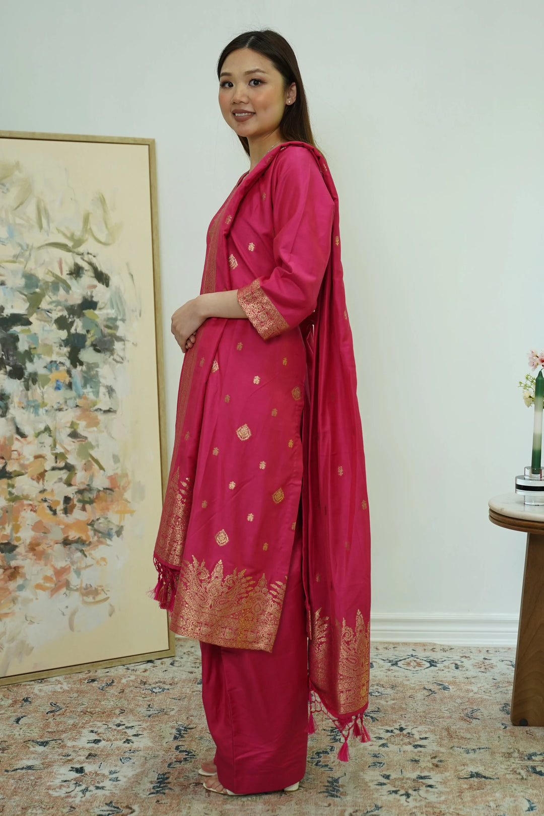 Fuchsia Radiance Brocade Salwar Kameez - MyEthnikRentals