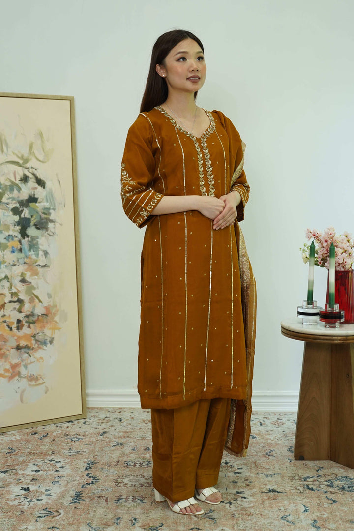 Amber Leaf Embroidered Salwar Kameez (Outside Ontario) - MyEthnikRentals