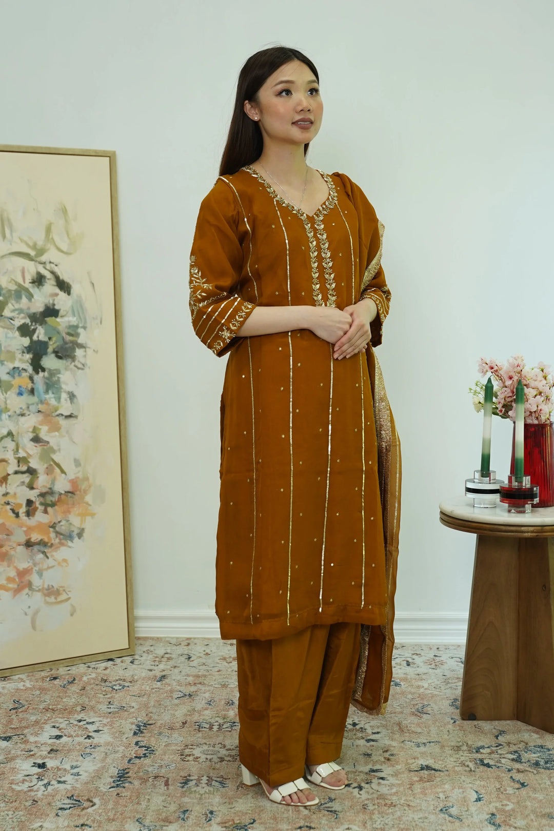 Amber Leaf Embroidered Salwar Kameez - MyEthnikRentals