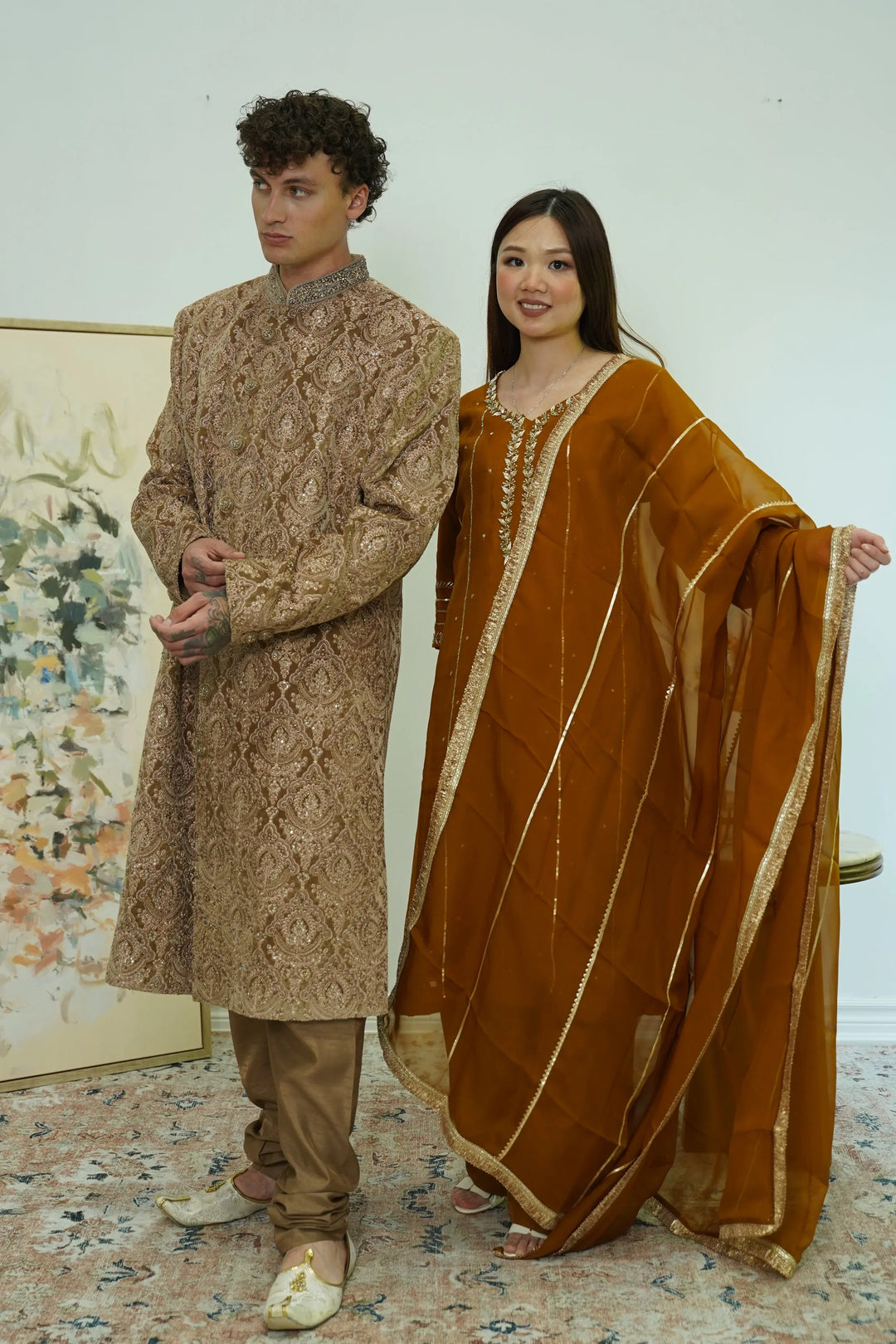 Regal Gold Sequin Sherwani Set - MyEthnikRentals