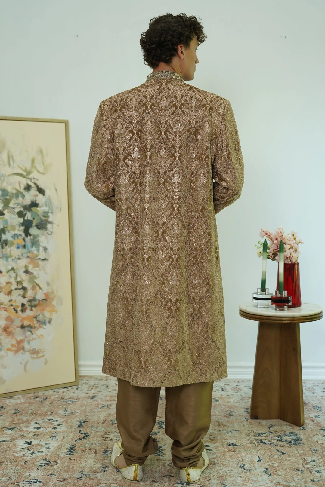 Regal Gold Sequin Sherwani Set - MyEthnikRentals