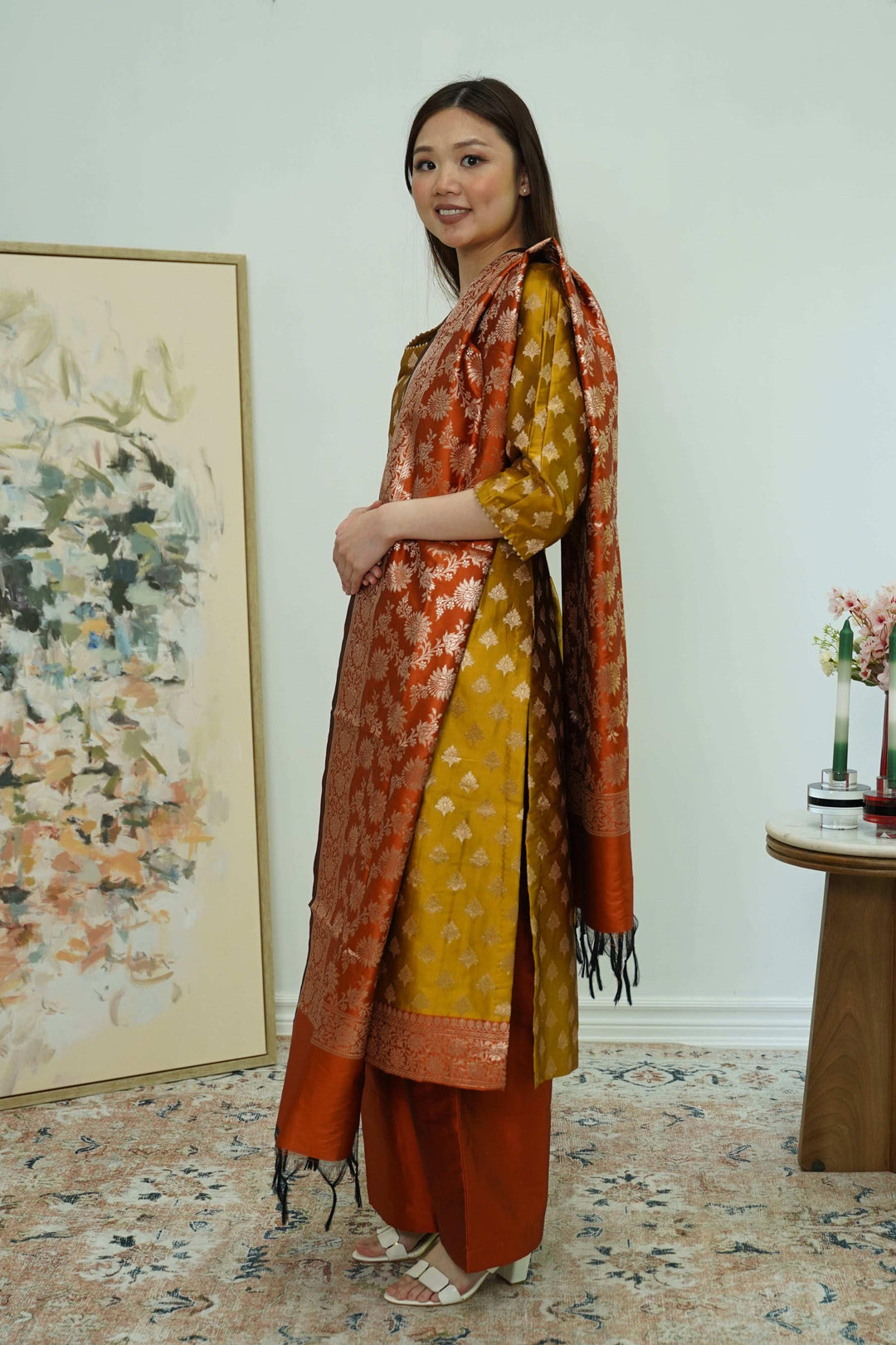 Amber Bloom Brocade Salwar Kameez (Outside Ontario) - MyEthnikRentals