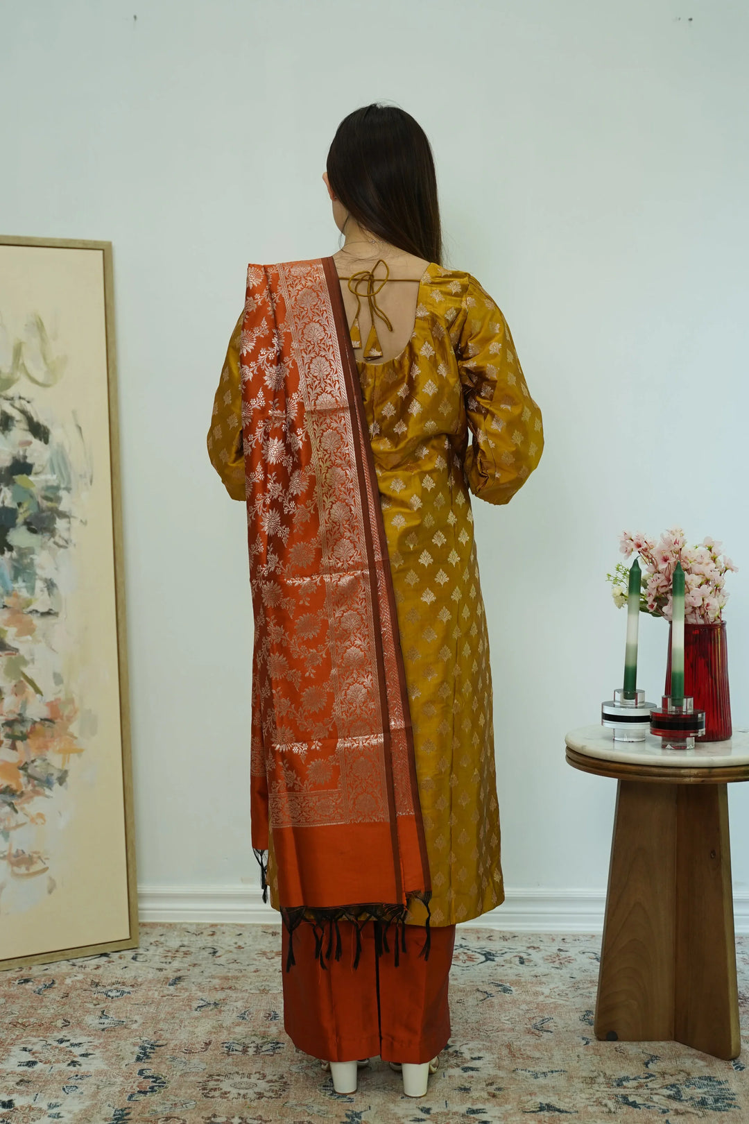 Amber Bloom Brocade Salwar Kameez - MyEthnikRentals