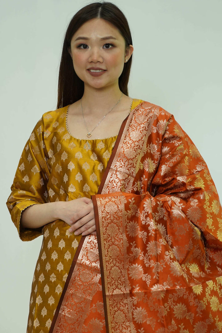 Amber Bloom Brocade Salwar Kameez (Outside Ontario) - MyEthnikRentals