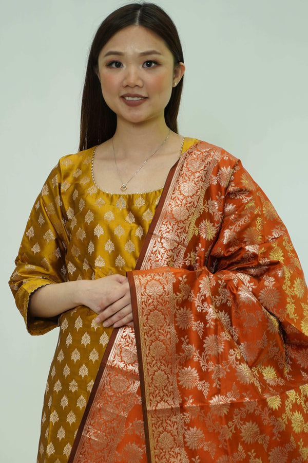 Amber Bloom Brocade Salwar Kameez (Outside Ontario) - MyEthnikRentals