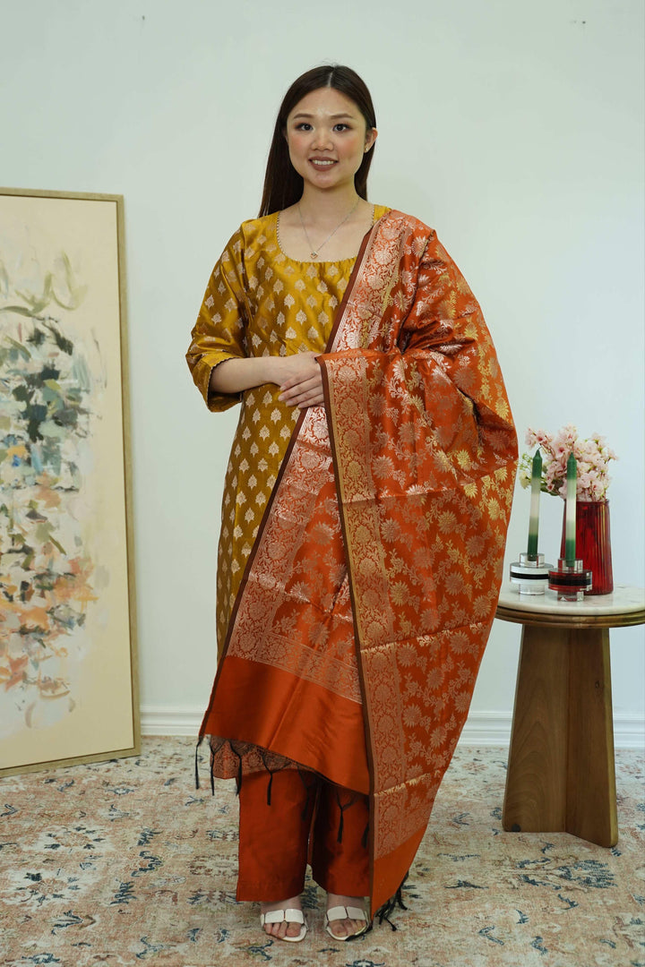 Amber Bloom Brocade Salwar Kameez (Outside Ontario) - MyEthnikRentals