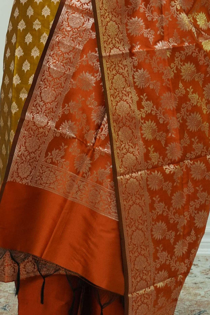 Amber Bloom Brocade Salwar Kameez (Outside Ontario) - MyEthnikRentals