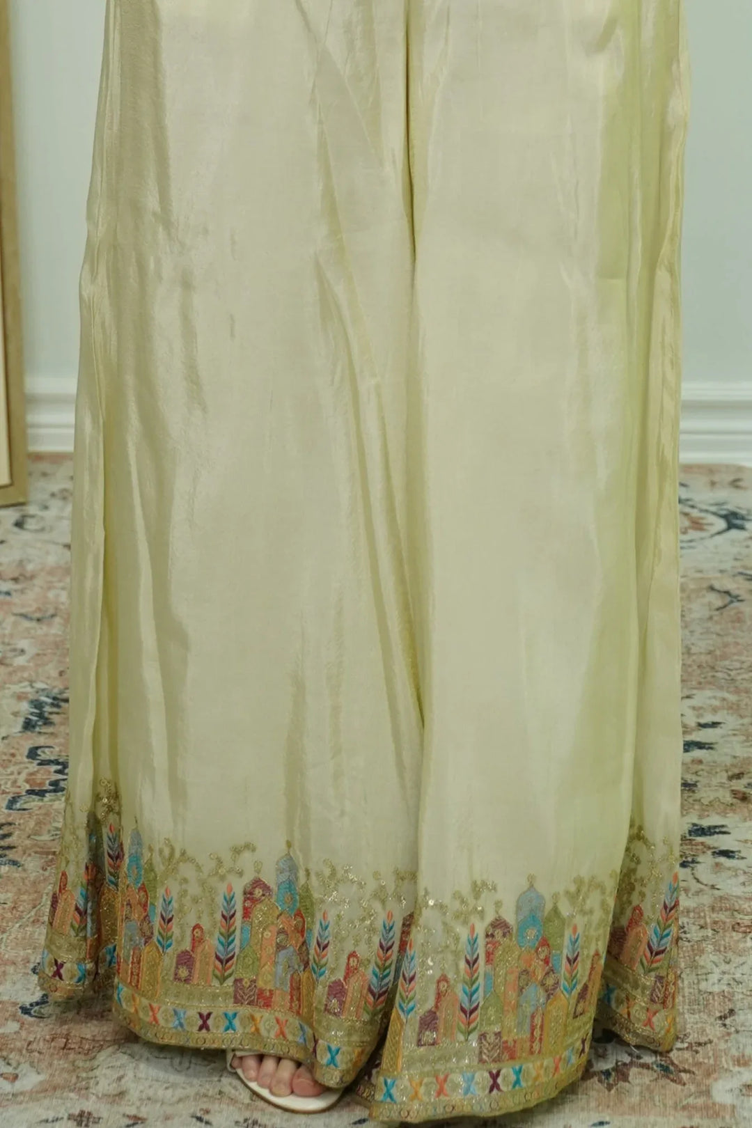 Ivory Embroidered Sleeveless Gharara Set - MyEthnikRentals