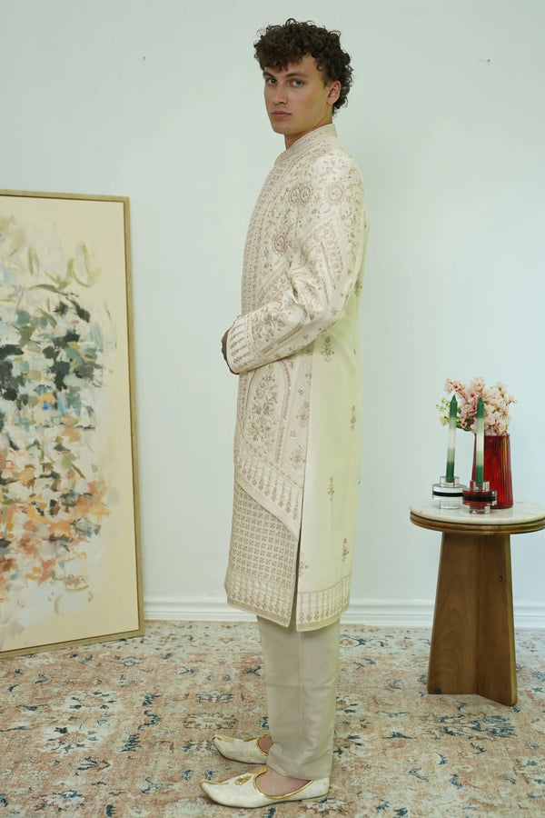 Layered Royal Embroidered Sherwani Set - MyEthnikRentals