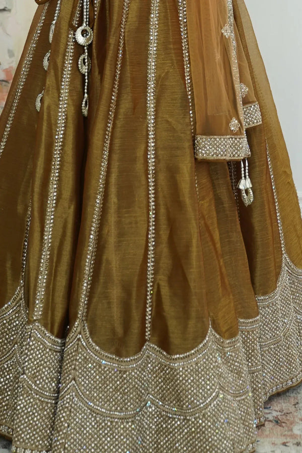 Golden Bronze Shimmer Lehenga (Outside Ontario) - MyEthnikRentals