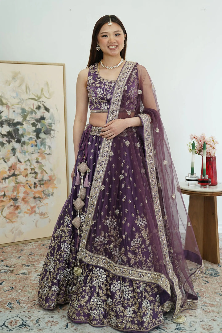Gilded Plum Blossom Lehenga - MyEthnikRentals