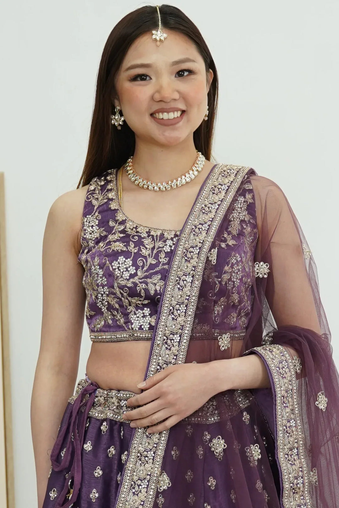 Gilded Plum Blossom Lehenga - MyEthnikRentals