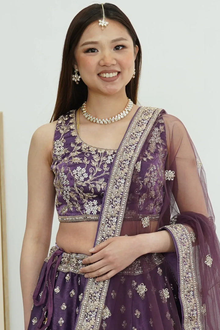 Gilded Plum Blossom Lehenga - MyEthnikRentals