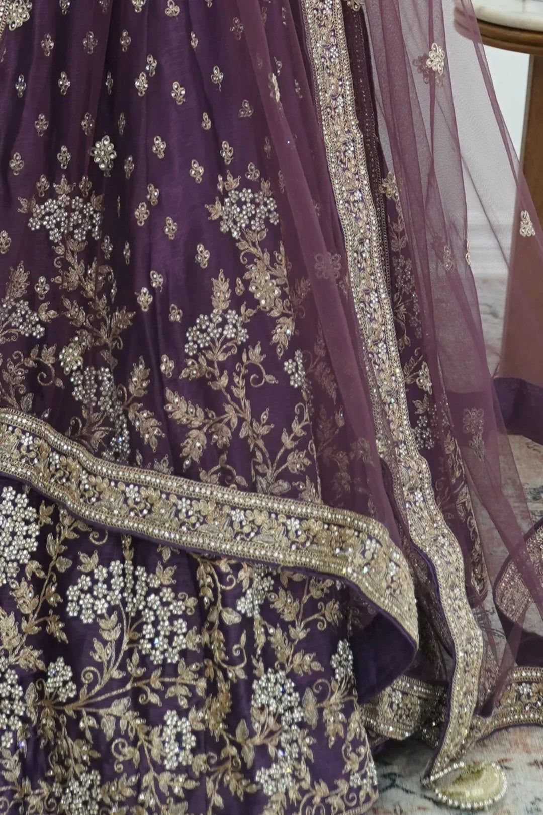 Gilded Plum Blossom Lehenga - MyEthnikRentals