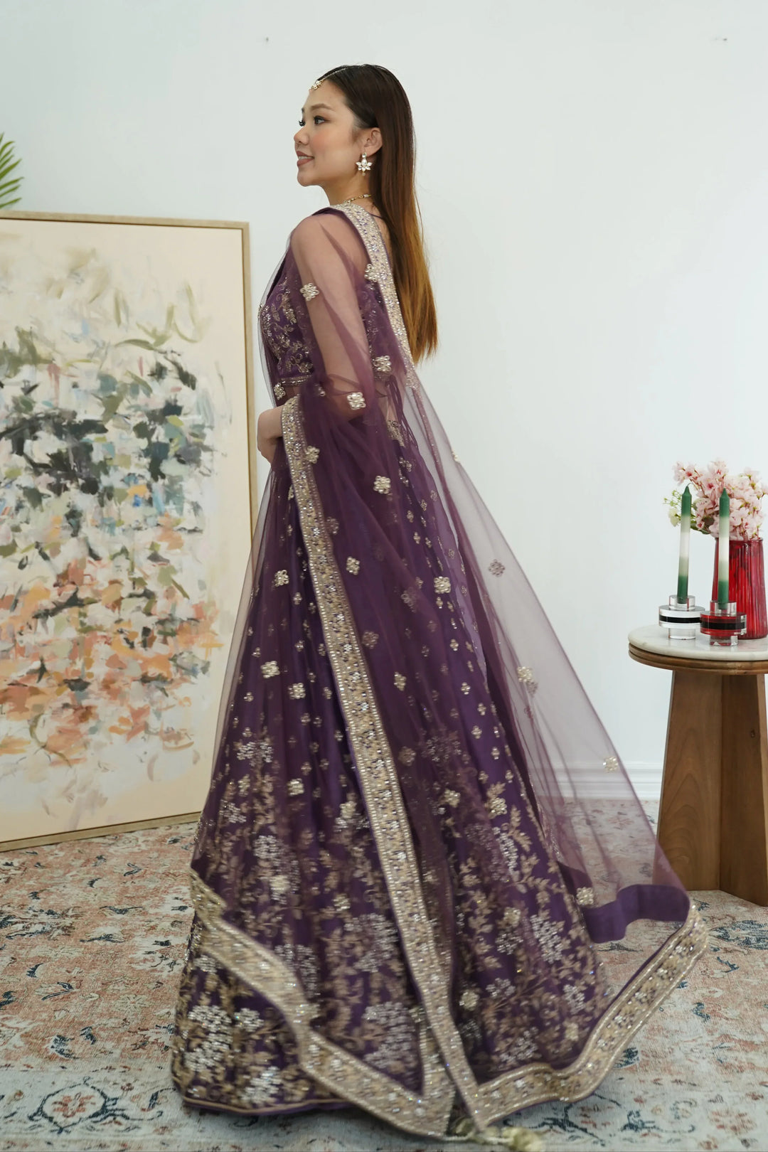 Gilded Plum Blossom Lehenga - MyEthnikRentals