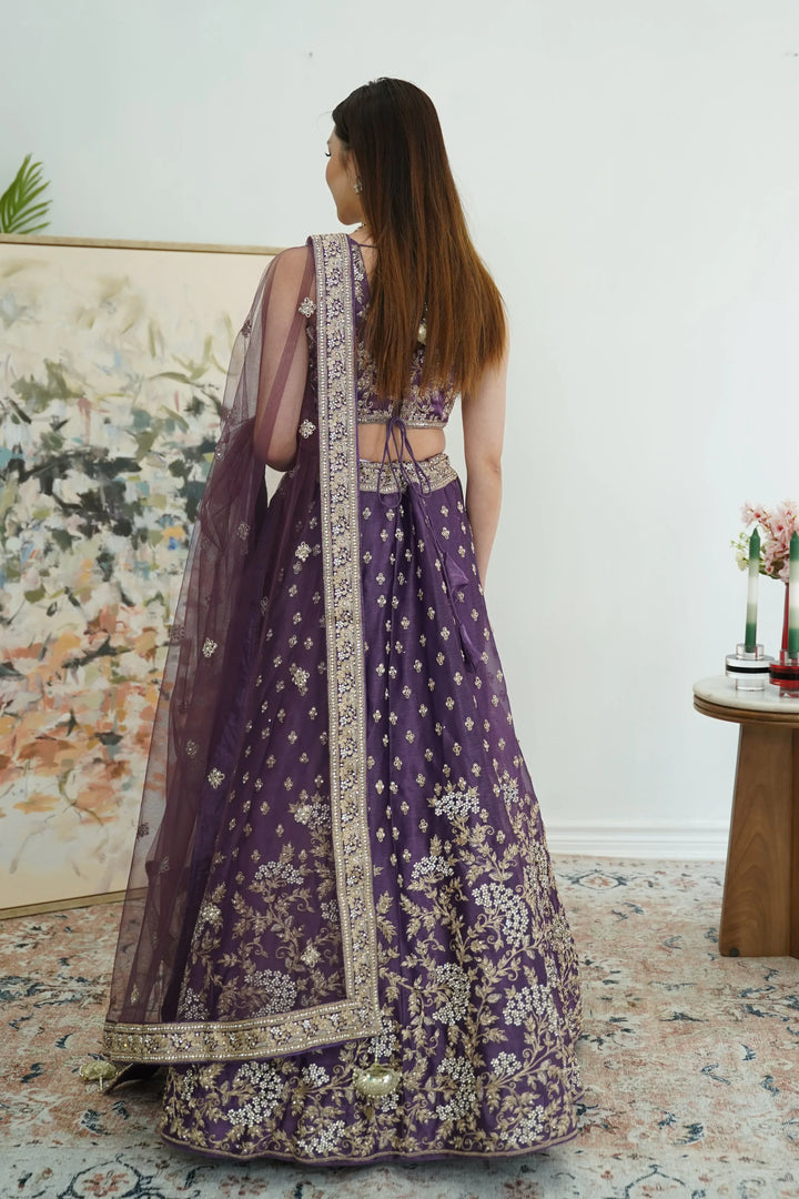 Gilded Plum Blossom Lehenga - MyEthnikRentals