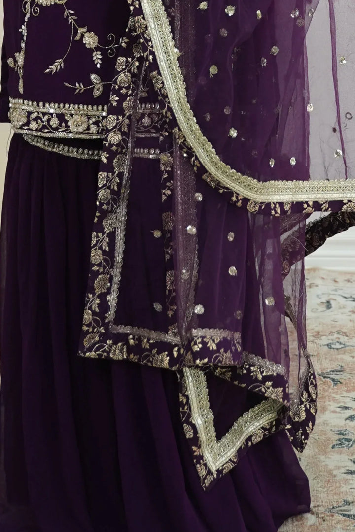 Purple zardosi work Salwar Kameez - MyEthnikRentals