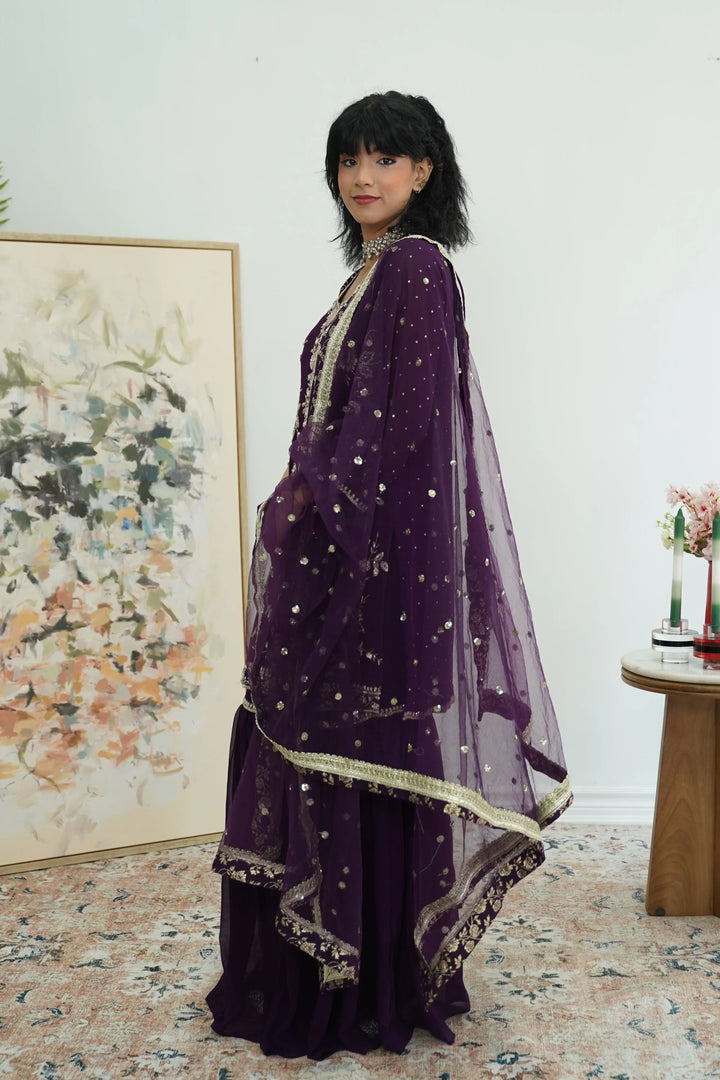 Purple zardosi work Salwar Kameez - MyEthnikRentals