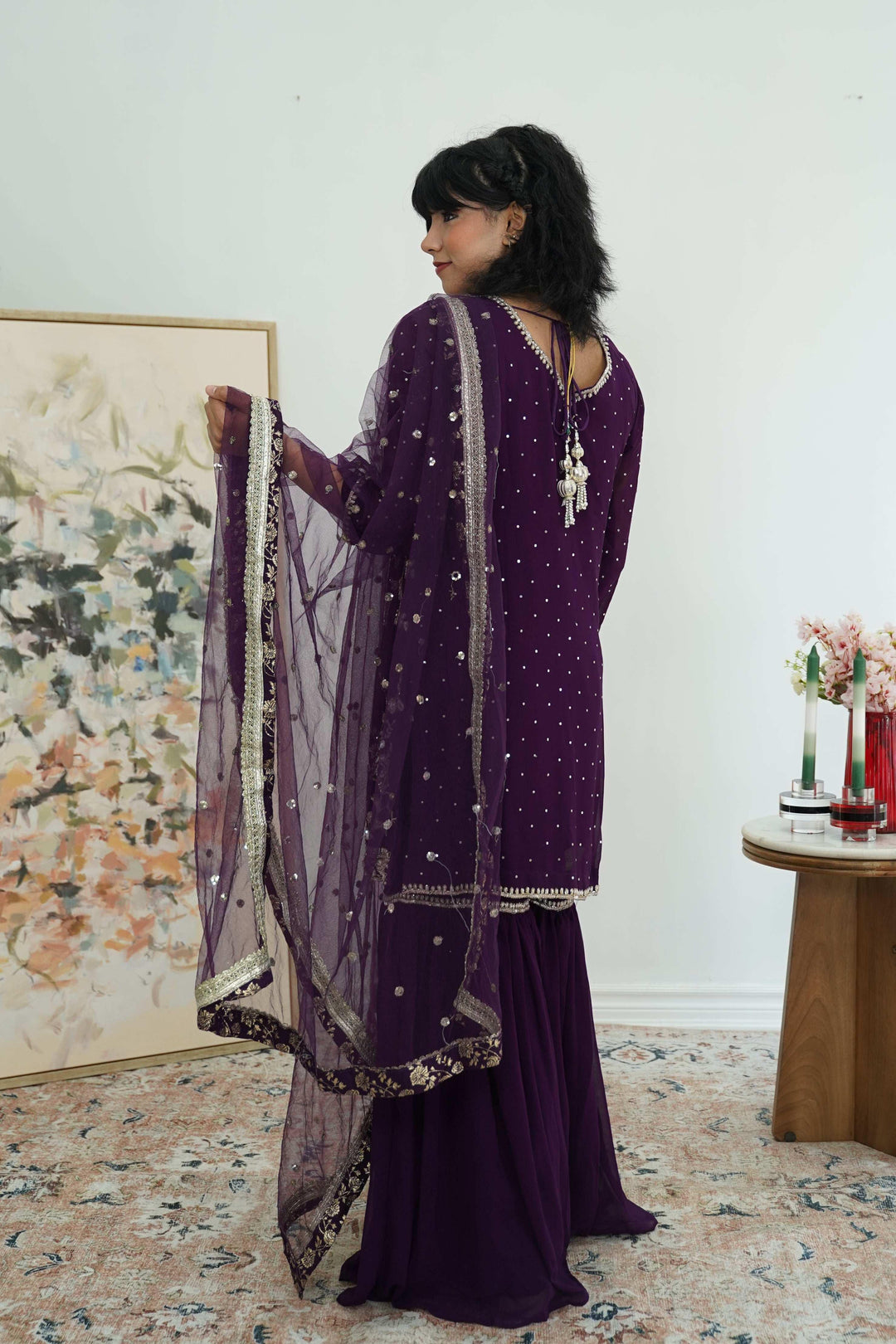 Purple zardosi work Salwar Kameez (Outside Ontario) - MyEthnikRentals