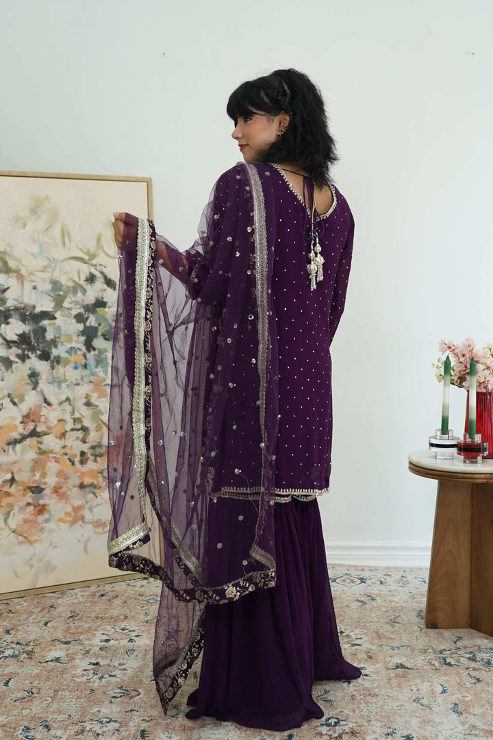 Purple zardosi work Salwar Kameez (Outside Ontario) - MyEthnikRentals
