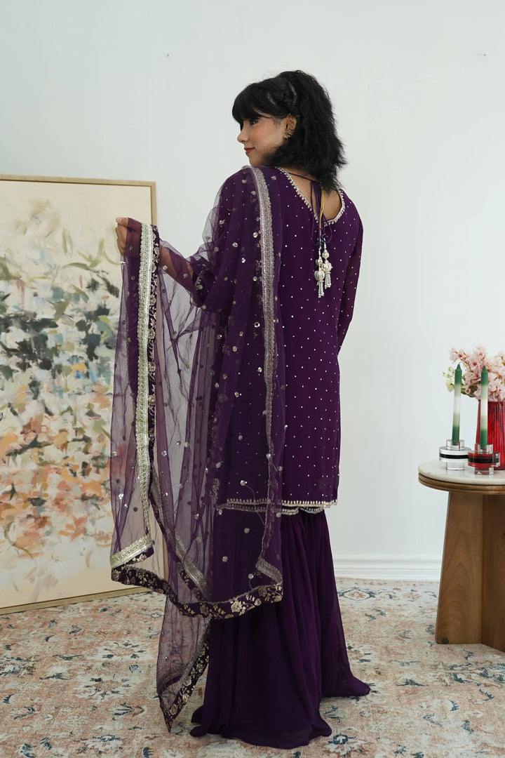 Purple zardosi work Salwar Kameez - MyEthnikRentals