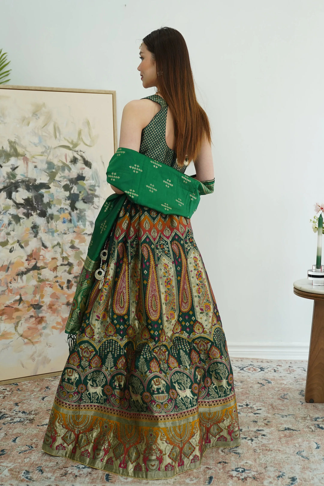 Heritage Motif Banarasi Lehenga - MyEthnikRentals