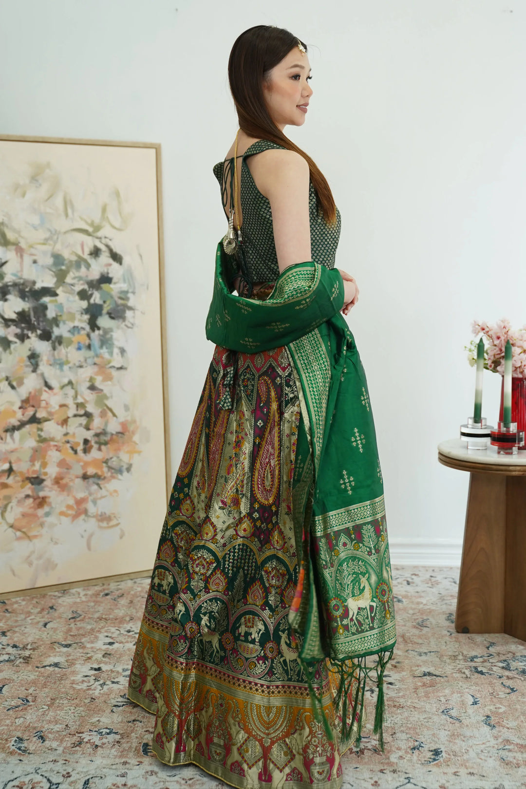 Heritage Motif Banarasi Lehenga - MyEthnikRentals