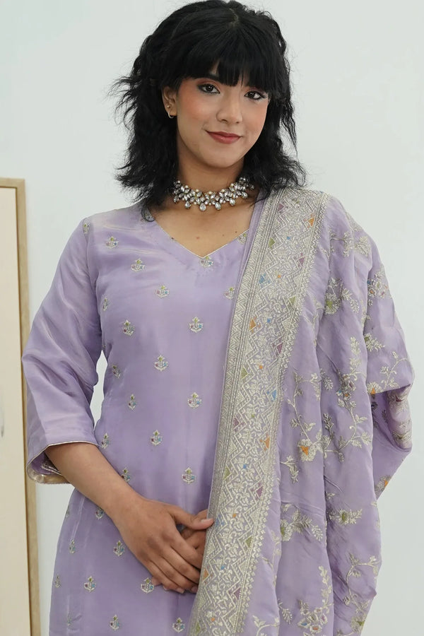 Lavender Serenity Embroidered Salwar Kameez - MyEthnikRentals