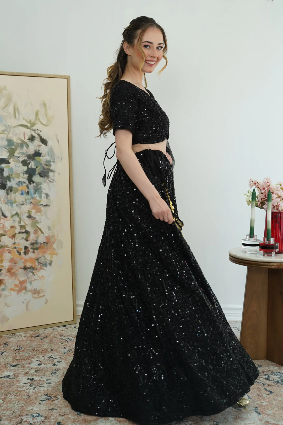 Midnight Mirage Sequin Lehenga - MyEthnikRentals