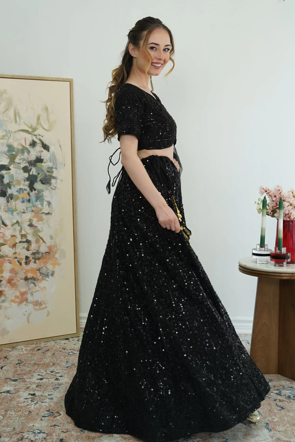 Midnight Mirage Sequin Lehenga (Outside Ontario) - MyEthnikRentals