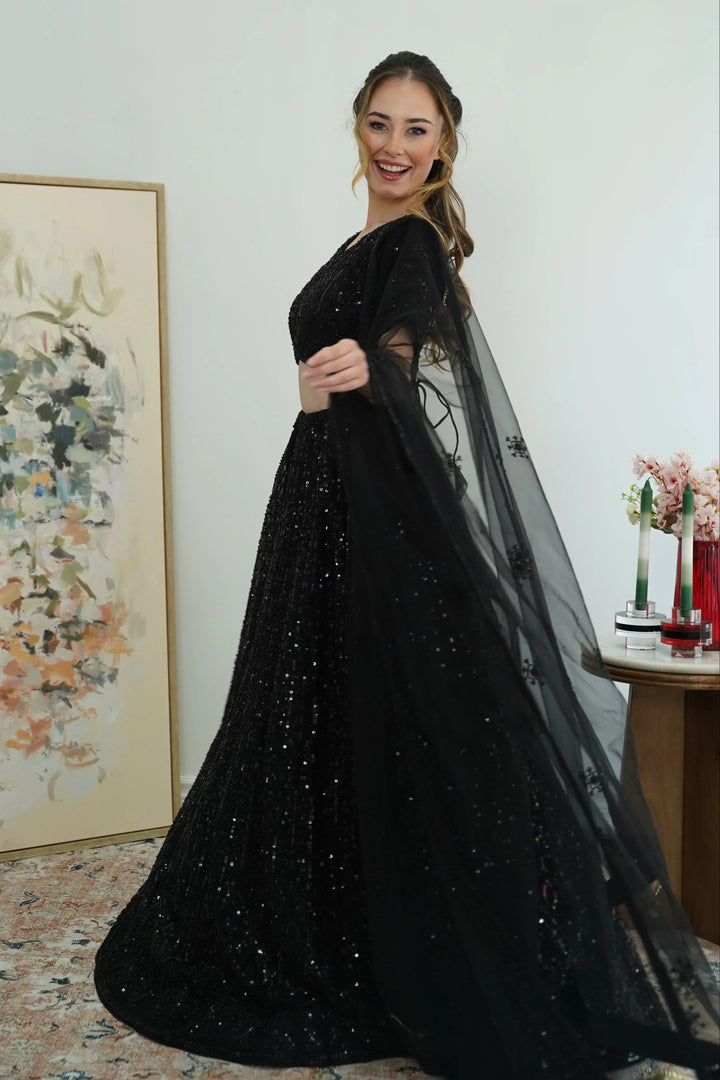 Midnight Mirage Sequin Lehenga - MyEthnikRentals