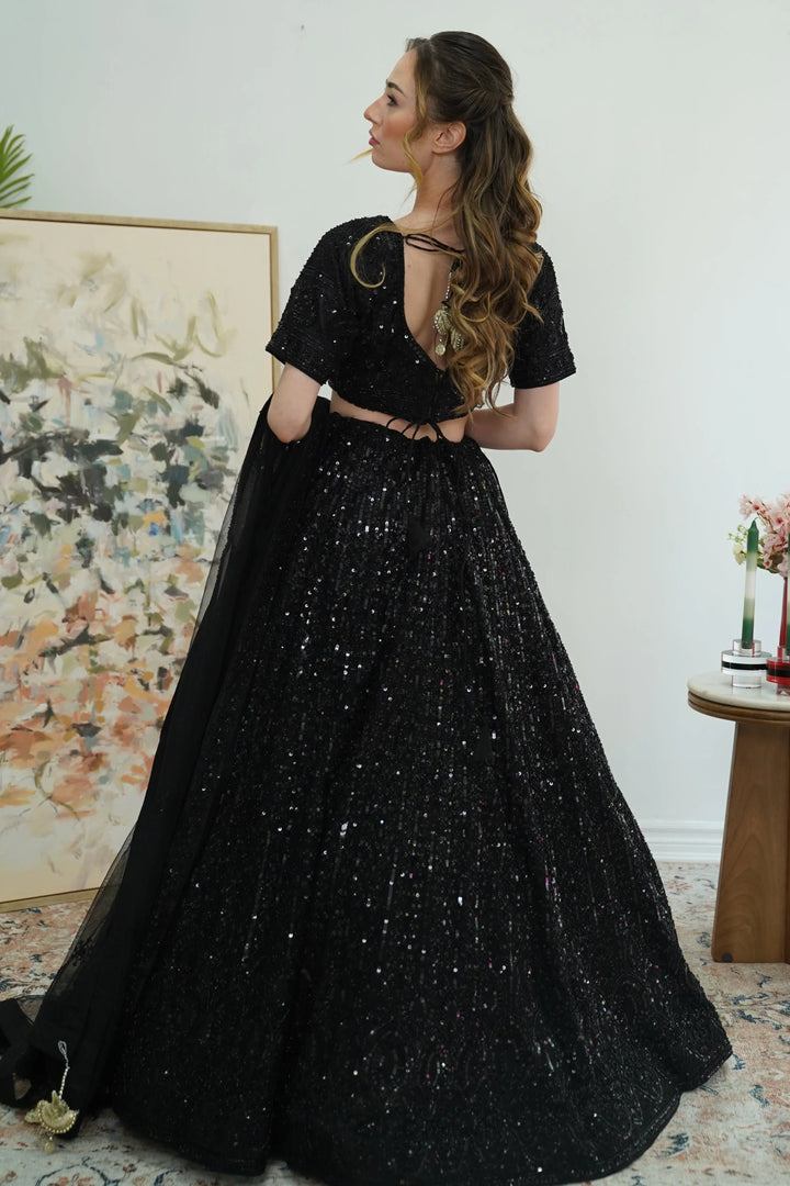 Midnight Mirage Sequin Lehenga - MyEthnikRentals