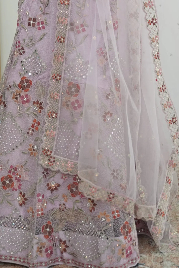 Lavender Mirror Work Lehenga - MyEthnikRentals