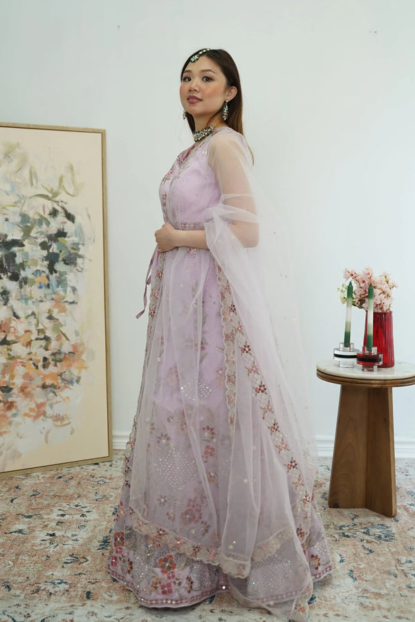 Lavender Mirror Work Lehenga (Outside Ontario) - MyEthnikRentals